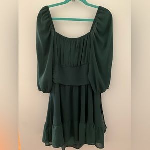 Green back tie dress